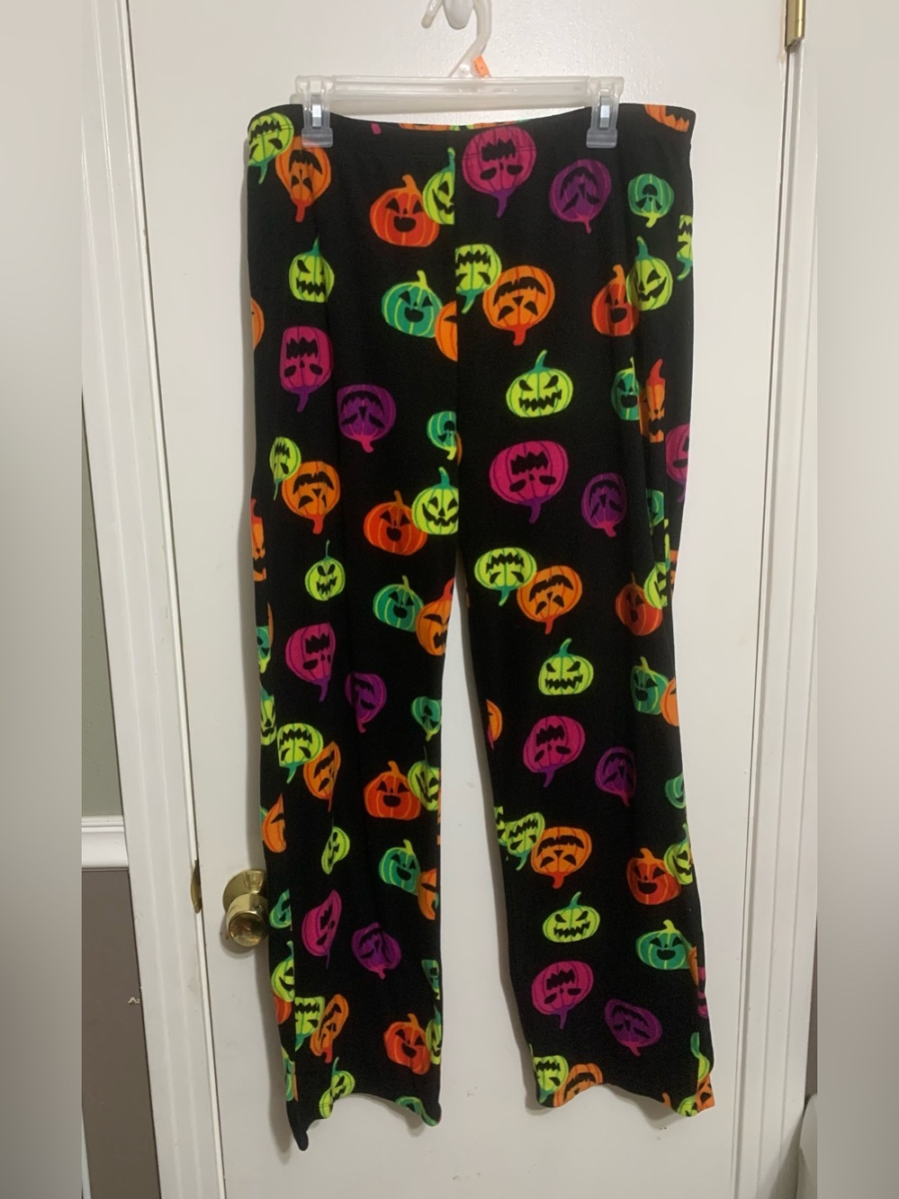 Hyde & EEK Neon Pumpkin Halloween Fleece Pajama Pants Size L